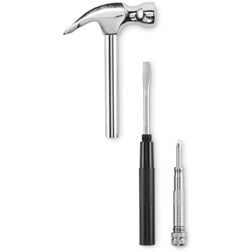 Set con martello e cacciaviti in acciaio CLAW IT - dettaglio