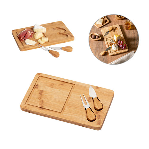 WOODS - tagliere per formaggi in bamboo con due utensili - dettaglio