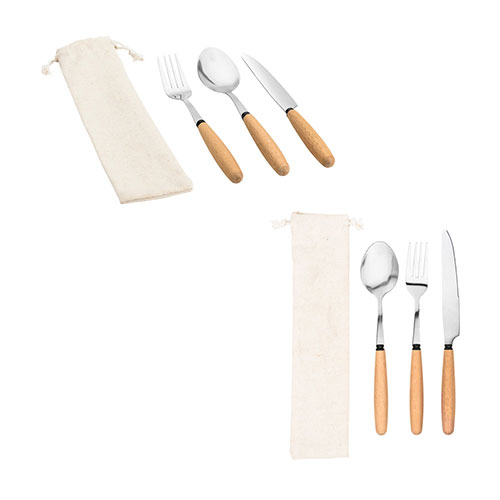 BOULUD - set di 3 posate con manico in legno - dettaglio