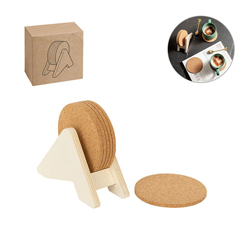 PLYCORK - set di 6 sottobicchieri in sughero - dettaglio