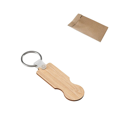 SHOPZ - portachiavi in bamboo a forma di moneta - dettaglio