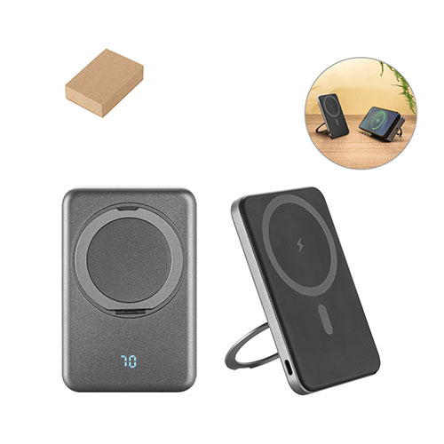 WARSHEL 5 - power bank magnetico da 5.000 mAh con caricatore wireless e supporto - dettaglio