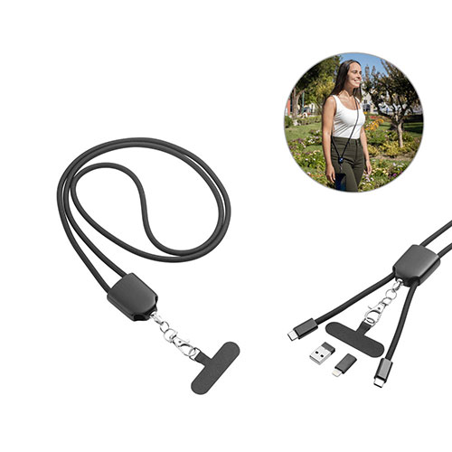 ZEWAIL - lanyard con supporto per smartphone e cavo USB - dettaglio