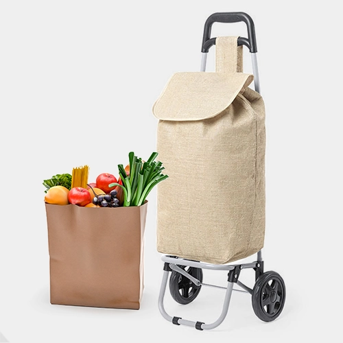 carrello spesa personalizzato di colore grigio su sfondo neutro