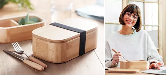 gadget cucina personalizzati lunch box in legno per l'ufficio