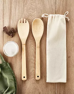 gadget cucina personalizzabili cucchiaio e mestolo set cucina in legno con busta in tela