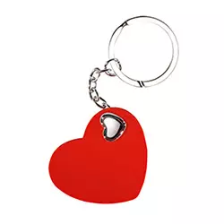 portachiavi in plastica a forma di cuore con anello