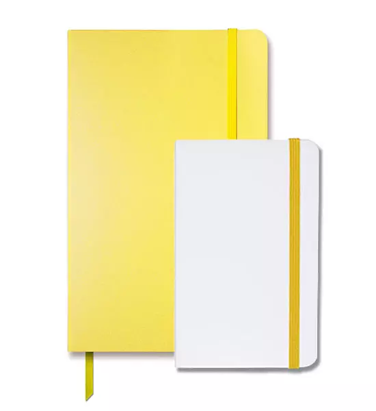quaderni con elastico per appunti, pagine avorio, diversi colori, formato A4 e A5