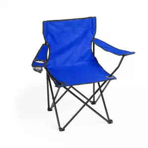 sedia da mare pieghevole di colore blu con poggia braccia